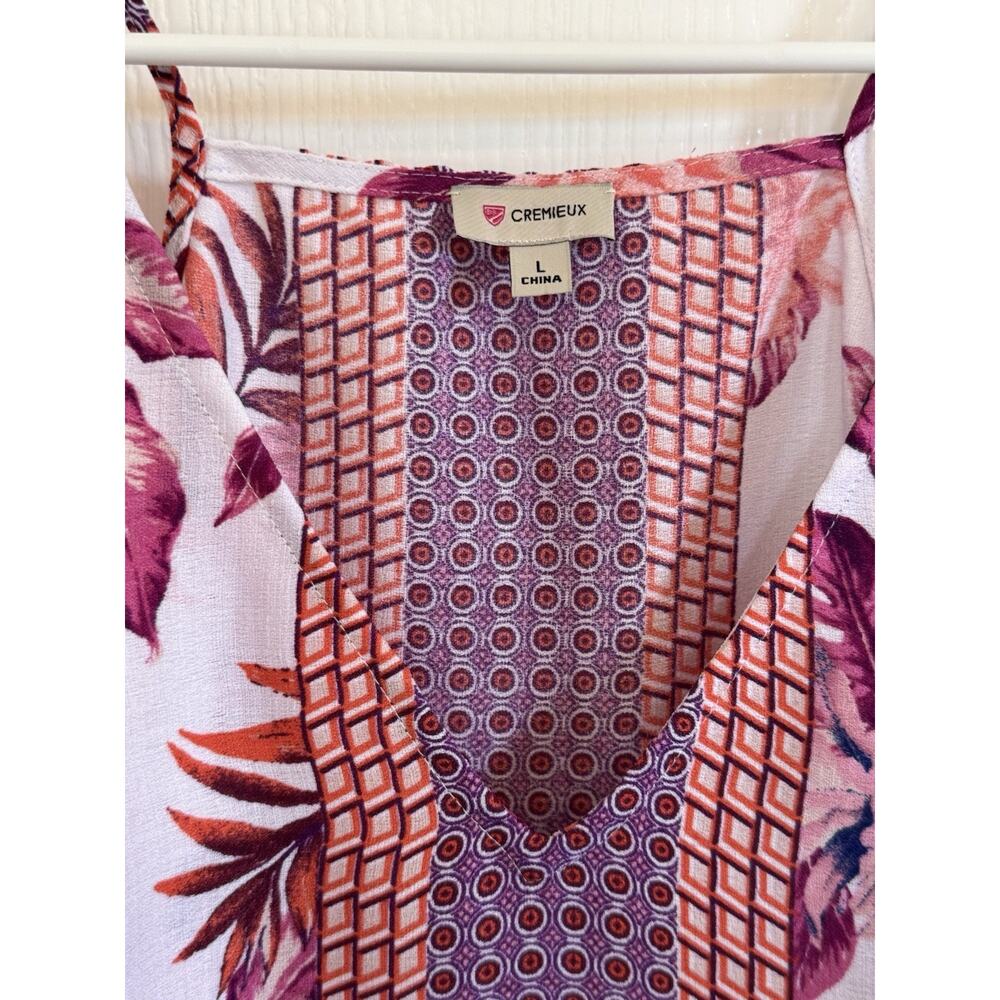 Cremieux Multicolor Floral Print Sleeveless Flowy Blouse Women’s Size Large Boho - Picture 3 of 5